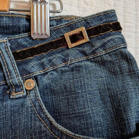 Vintage Y2K Baccini Bootcut Jeans Velvet Sequin Rhinestone Detail Size 12 - Picture 6 of 14